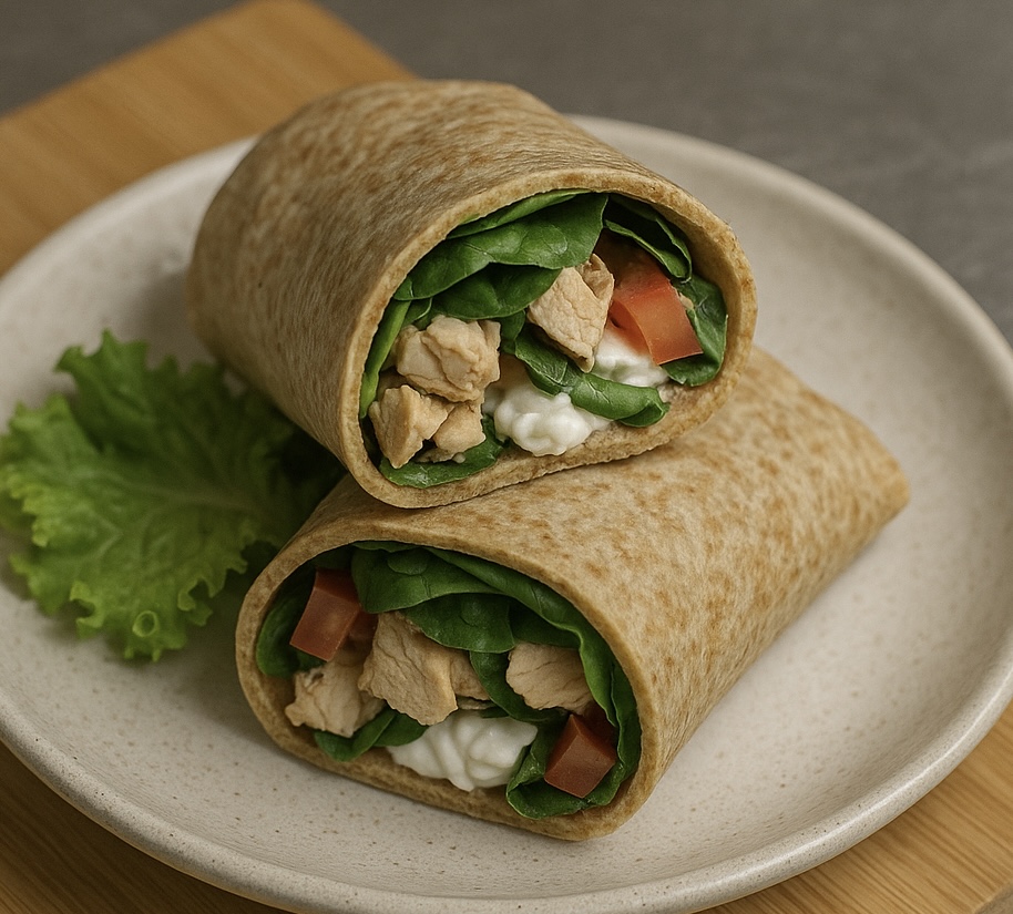 Wrap protéiné au poulet et yaourt grec